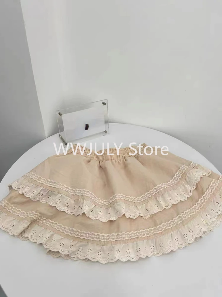 Conjunto de saia kawaii vintage com renda para mulheres, mini saia de princesa Y2K, terno elegante e doce, japonês, fêmea, novo, 2 peças, 2024