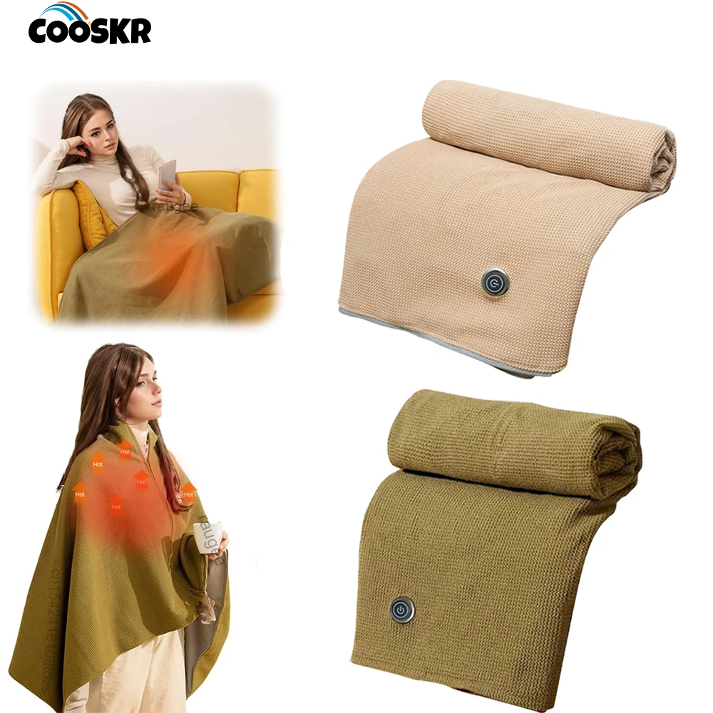 

Одеяло с электрическим подогревом и застежкой-молнией, питание от USB, портативная зимняя шаль с подогревом, согревающее одеяло с 3 уровнями нагрева, шаль с подогревом