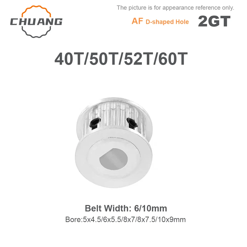 

D-hole 2GT Timing Pulley 40T/50T/52T/60Teeth D-hole 5x4.5mm~10x9mm Synchronous Wheel Drive 10/15mm 2GT D-hole