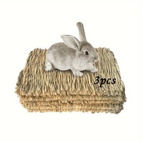 3pcs Handmade Woven Rabbit Grass Mat, Hamster Piggy Guinea Pig Hutch Pad, Rabbit Grass Nest, Pet Weaving Bed Mat And Chew Toy