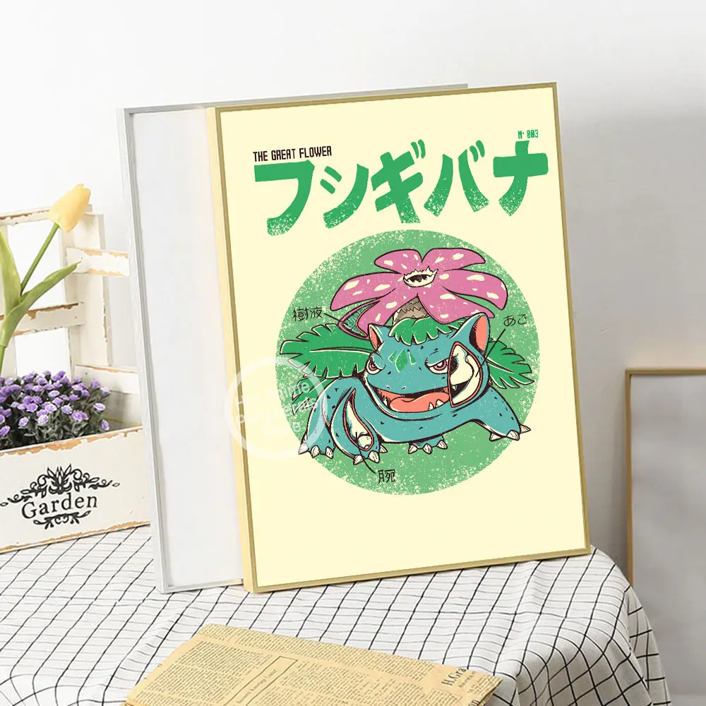 Canvas Painting Anime Pokemon Introduction to the Internal Body Poster Peripherals Charizard Blastoise Kawaii Picture Wall Decor