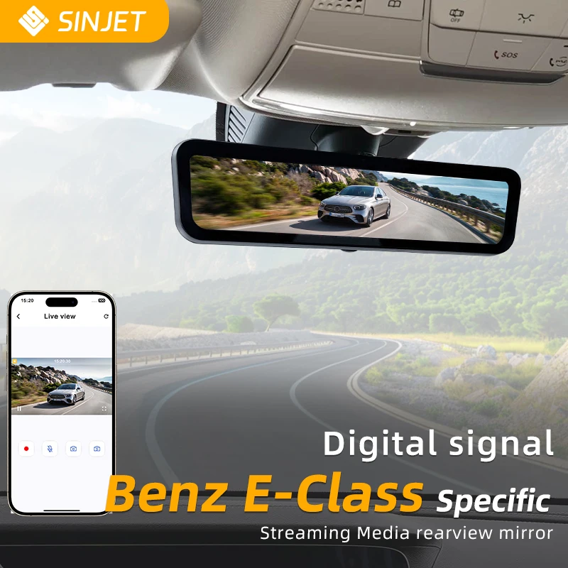 SINJET For Benz E Class Night Vision High Definition Camera Dashcam 9.2inch Touch Screen Car Electronics Digital rearview mirror