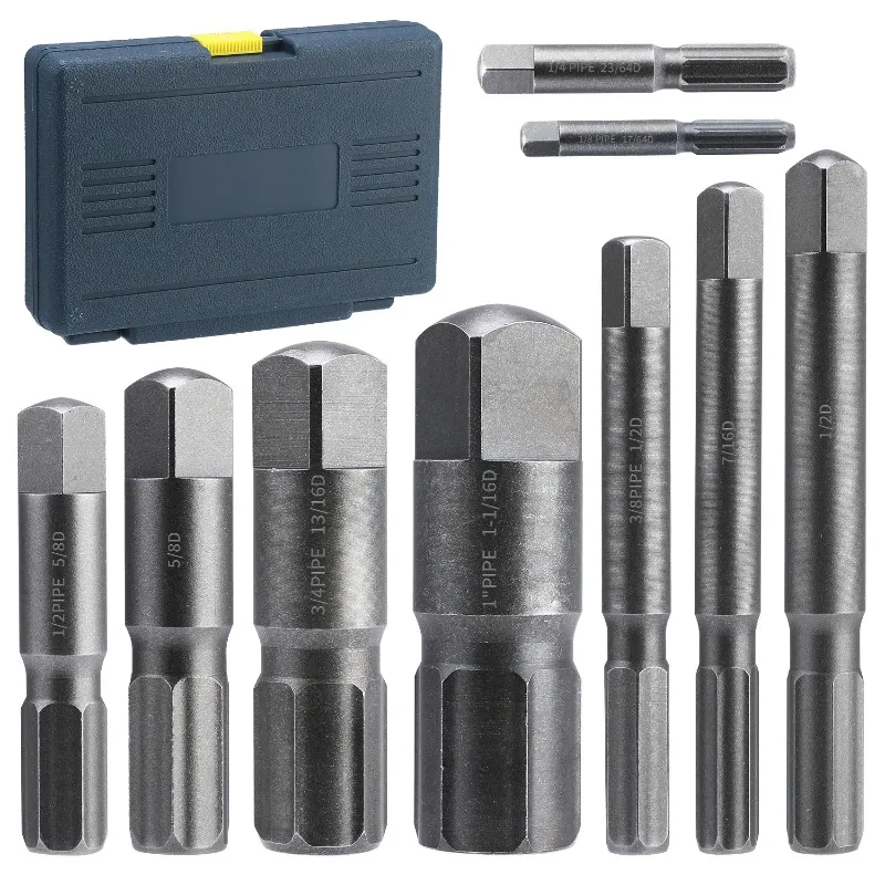 9-piece set of water pipe broken wire extractor, dock pipe elbow aging broken end extractor, various specifications