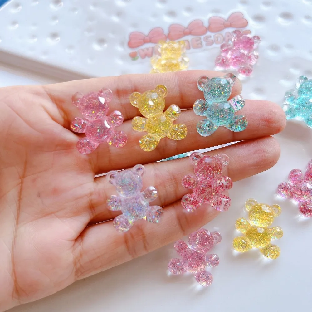 10pcs Mini Kawaii Cute Bear Flat Back Cabochons Scrapbook Diy  Party Hairpin Accessories Home Decoration Craft