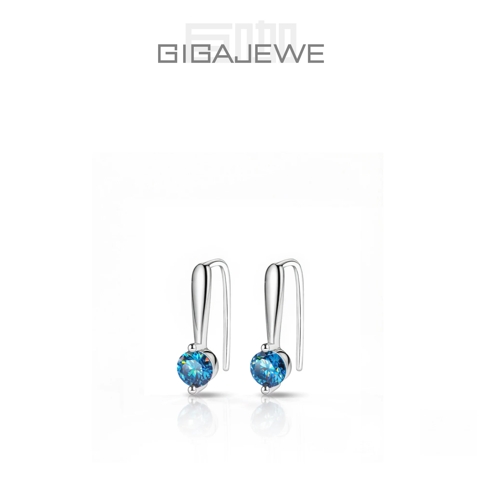 GIGAJEWE Moissanit D Nova Rosa/Blau Farbe VVS1 1/0,6 ct 925 Silber Tropfen Ohrring 18 Karat vergoldet Diamant Test bestanden Schmuck