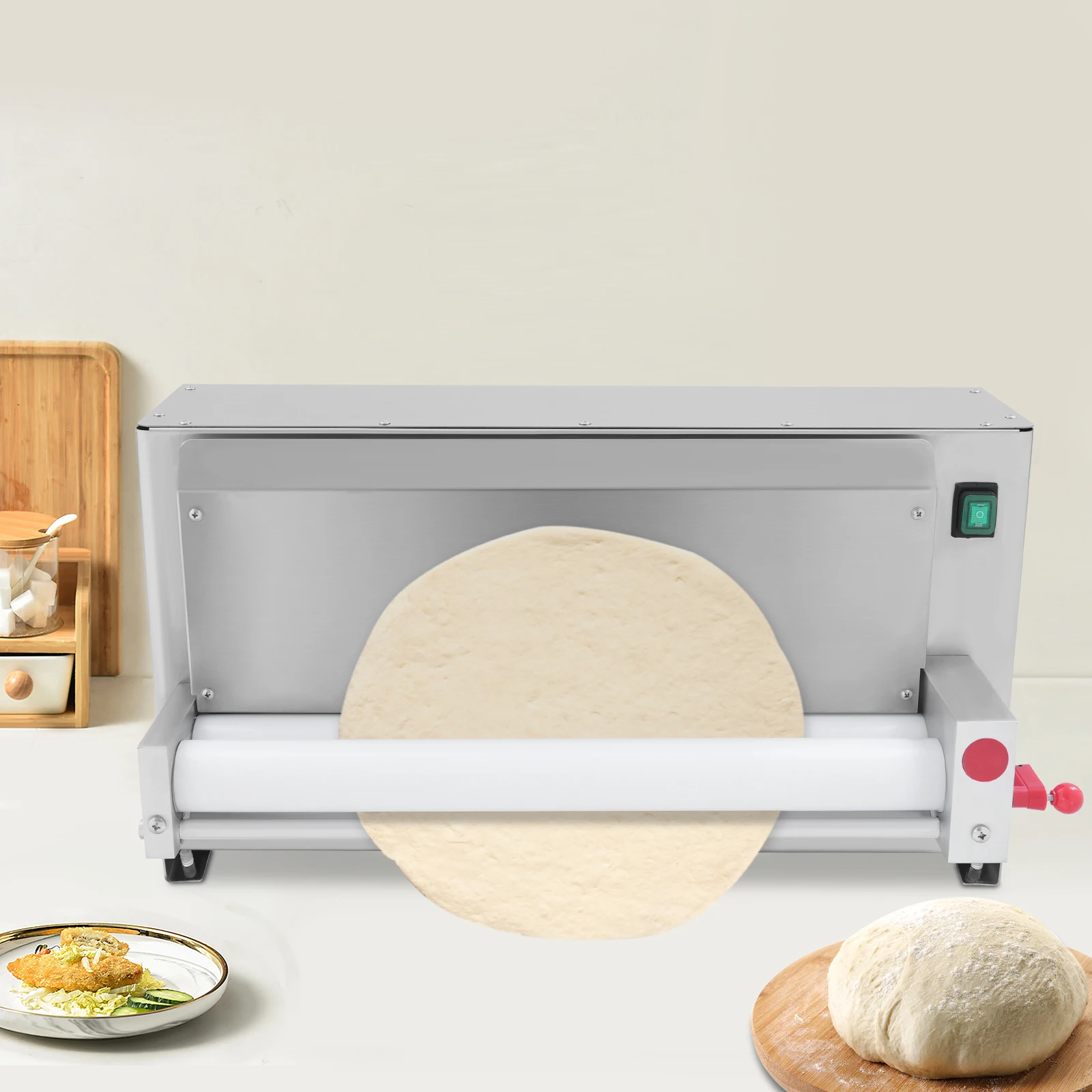 3-18インチシルバー電気ピザ生地マシン、110V食品グレード樹脂ピザプレス成形機卓上ピザショップ用