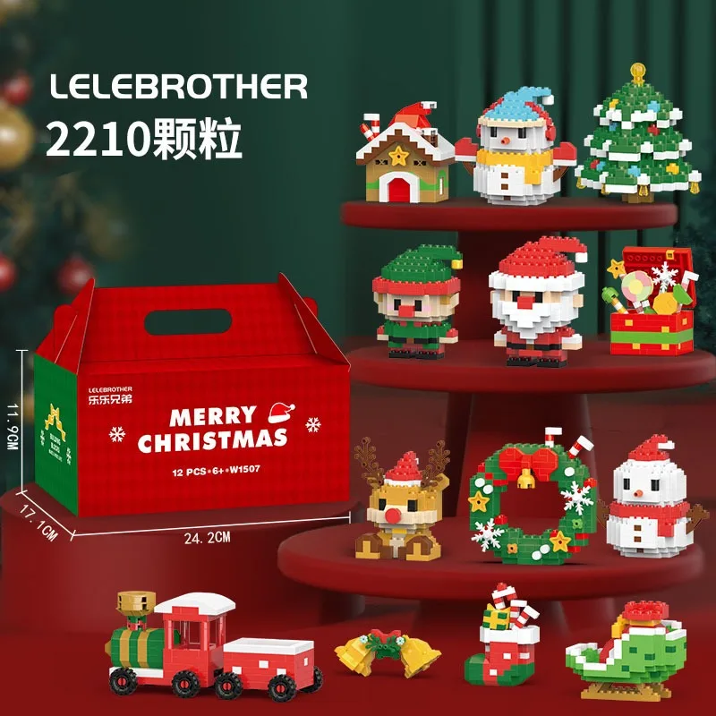 크리스마스 빌딩 블록 미니 산타 클로스 모델, 마이크로 DIY 벽돌 눈사람 장식, 어린이 선물 퍼즐 조립 장난감
