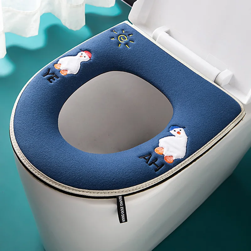 Universal Toilet Seat Cover With Handle Closestool Zipper Mat Soft Warm Toilet Seat Cushion Bathroom Toilet Lid Accessories