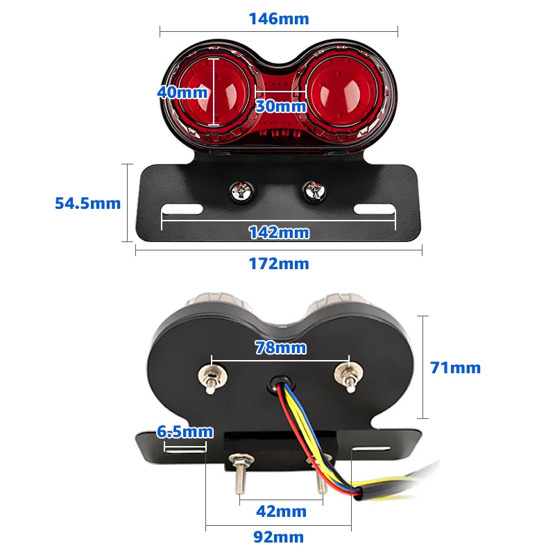 Motorcycle LED Taillight 12V 40LED Motorbike Rear Stop Brake Lamp License Plate Light Turn Signal Indicators Universal For Honda