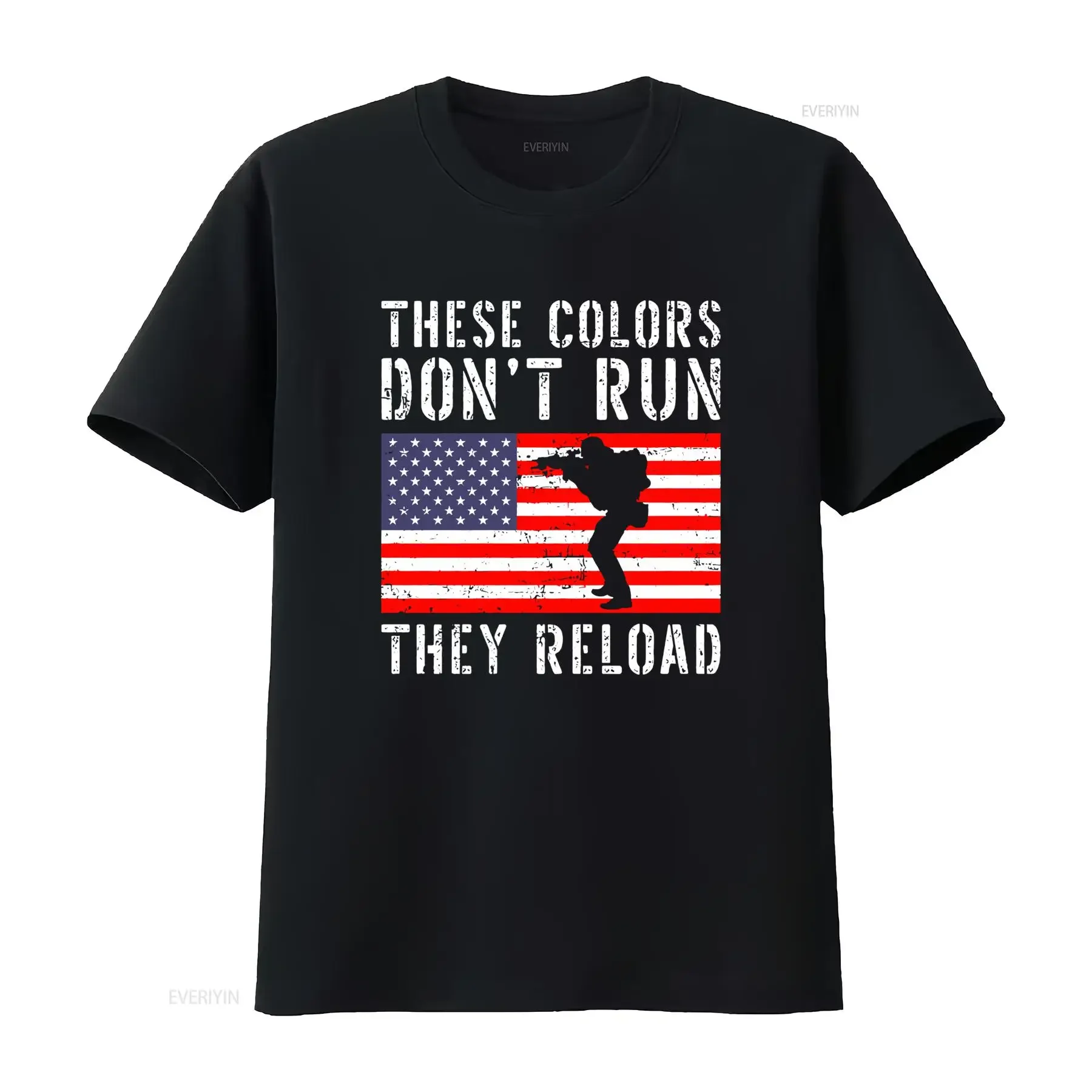 Patriotic American Flag T Shirt These Colors Don't Run They Reload Second Amendment  vintage Washed Stretched Stylish Casual