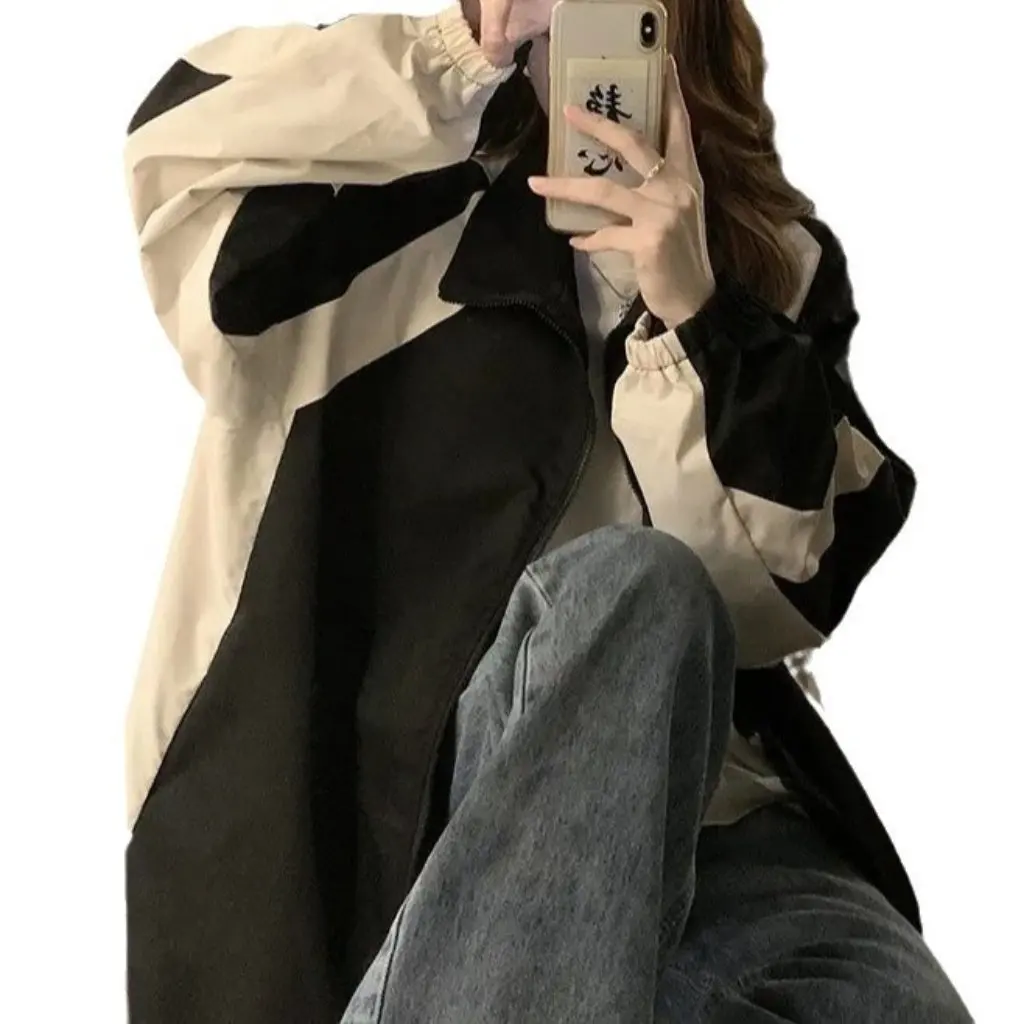 

Women's Wine Red Jacket Retro American Style Loose Fit Casual College Look Spring Autumn New Arrivals