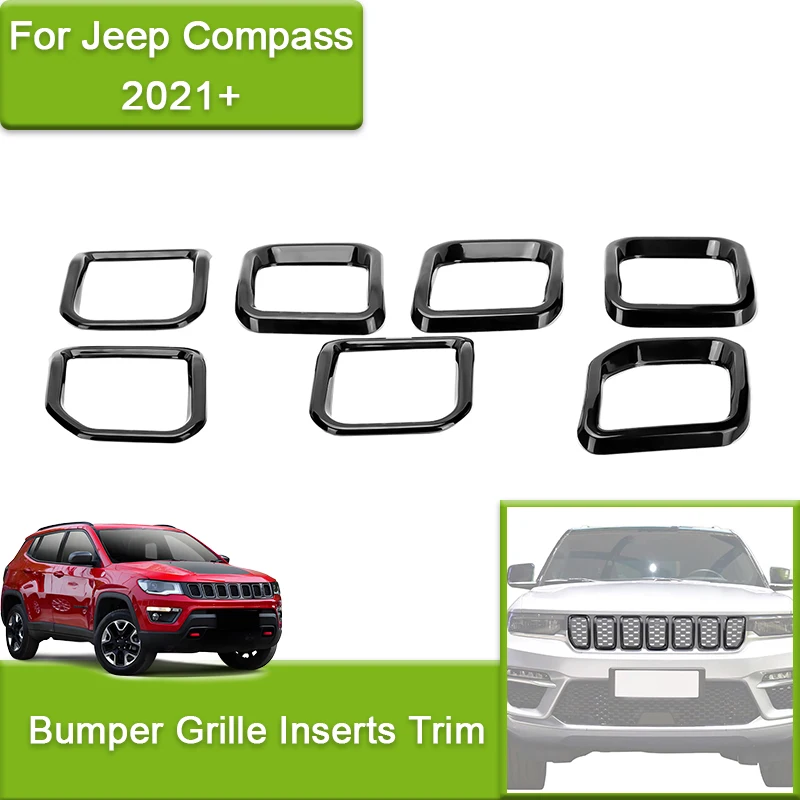 

Front Bumper Grille Inserts Cover Trim For Jeep Compass 2021-2025 Racing Grill Decoration Parts Car Styling Exterior Accessories