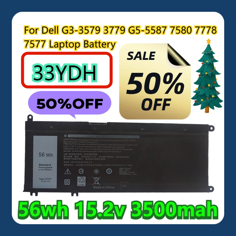 

For Dell 33YDH G3-3579 3779 G5-5587 7580 7778 7577 Laptop Battery