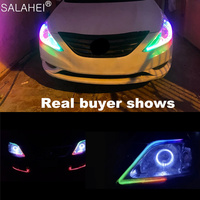 2pcs Symphony DRL Car LED Daytime Running Light APP Control Flexible RGB Flowing Turn Signal Strip Headlight Decor Lamp 12V 24V