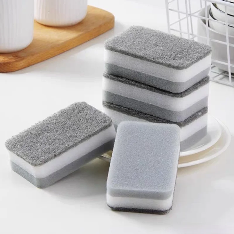 1Pc Kitchen Sponge Cleaning Brush Cleaning Tools Highly Efficient Scouring Pad Dish Cloth Kitchen Rags Powerful Decontamination