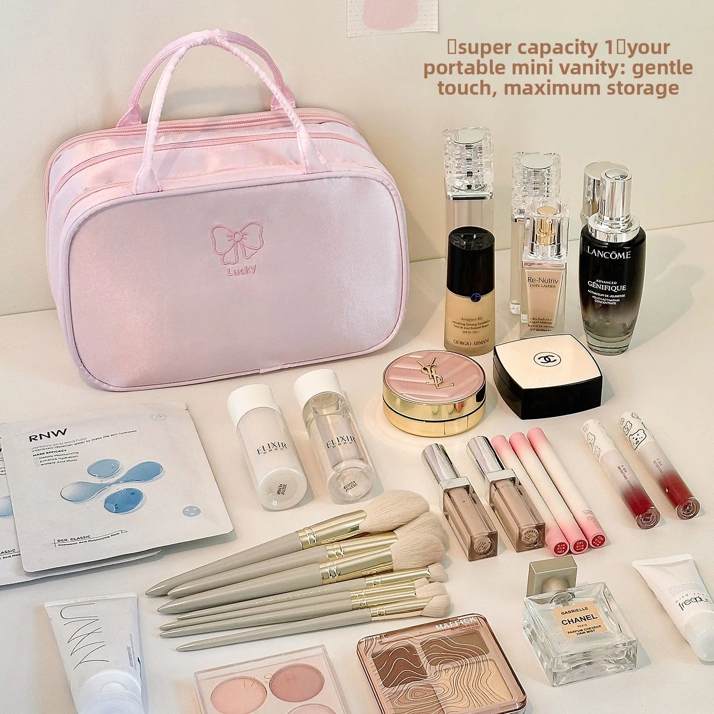 Cosmetic Bag Large Capacity High-end Cosmetics Partition Washing Bag Cute Travel Portable Portable Storage Bag