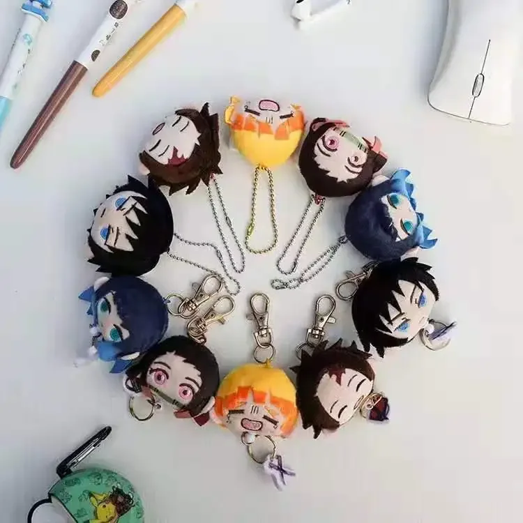 Anime Demon Slayer Tanjirou Nezuko versión Q Mini muñeca de algodón colgante mochila llavero colgante decoración juguetes recoger regalos