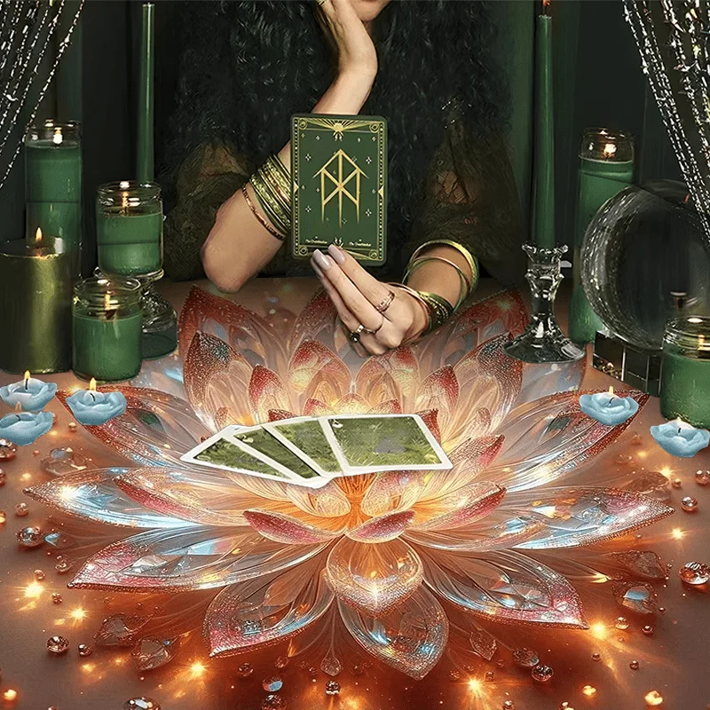 VIKAMA 1/2/4PCMystic Crystal Lotus Tablecloth Stardust Dining Table Decor and Accessories Bohemian Tarot Card Decor