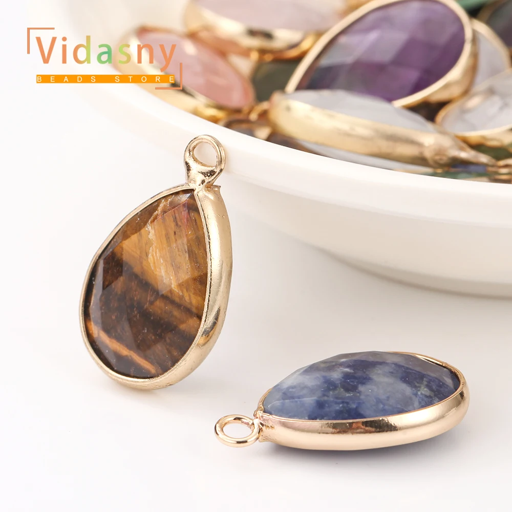 2 Stück 13 x 18 mm natürliche Amethyst-Steinperlen in Tropfenform, Anhänger für die Schmuckherstellung, DIY-Armband, Halskette, Zubehör – Detail 3