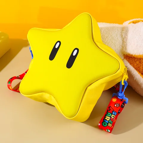 In Stock Super Mario Yellow Big Eye Star Backpack Girl Fashion Bag Student Crossbody Bag Anime Peripheral Backpack Birthday Gift