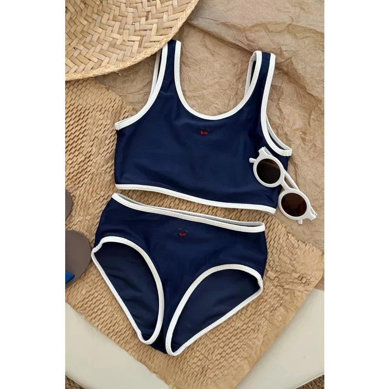 Summer New Danish Girls Swimwear Baby Swimwears Cherry Pattern Split Swimsuit Bikinis Maillot De Bain Enfant Fille Mayo