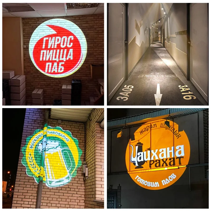 Storefront Door Header Advertising Light Commercial Led Projection Spotlight Custom Logo Text Rotation Track Wall Mount