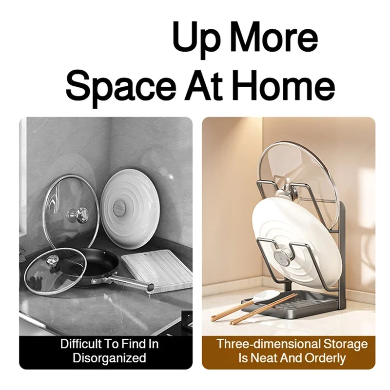 

Полка для хранения кухонных крышек. Полка для крышек из нержавеющей стали 304. Многофункциональное устройство для хранения кухонных крышек со съемным поддоном для капель.