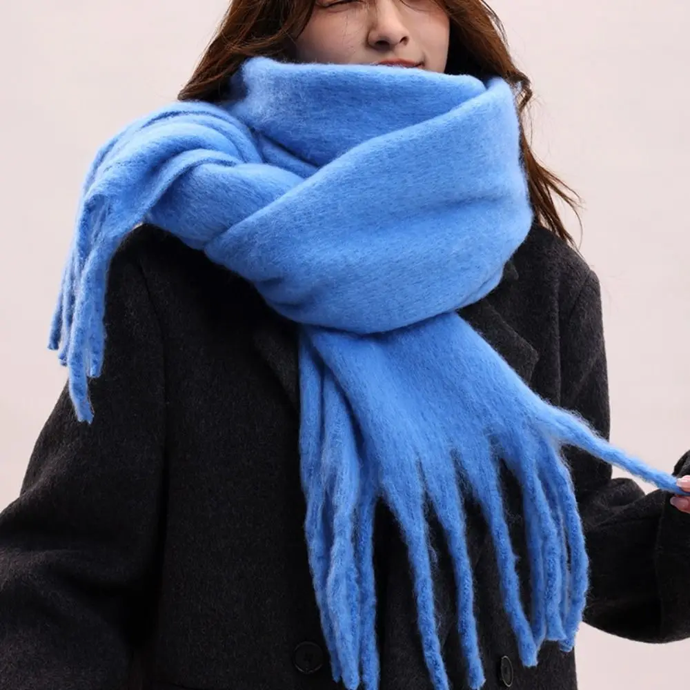 الكلاسيكية الموهير الشتاء وشاح من الصوف شرابة أفخم الشتاء أوشحة كشميرية دافئة الكورية نمط طويل شال فتاة #5