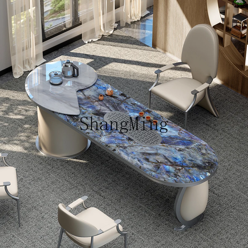 

DHY luxury stone art tea table office combination light luxury rock slab modern simple tea table