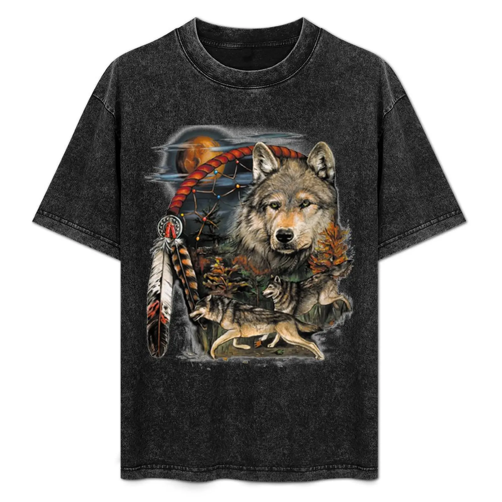 

Three Wolves Hunting in Moonlight T-Shirt boys animal print boys whites vintage clothes mens shirts graphic tee