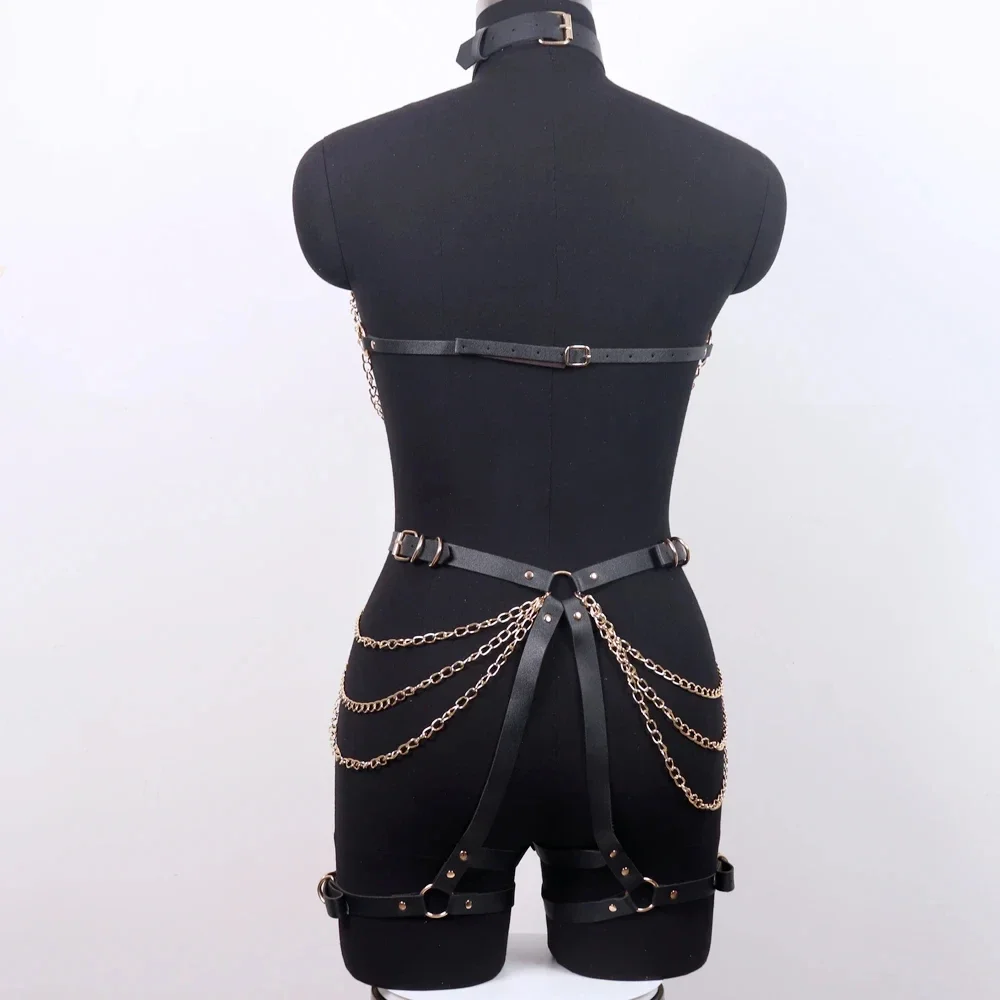 مثير تسخير للنساء الرباط حزام الملابس الداخلية الجسم عبودية كلوبوير الملابس الداخلية الغريبة الفاخرة الذهب سلسلة الحمالات أحزمة لسيدة