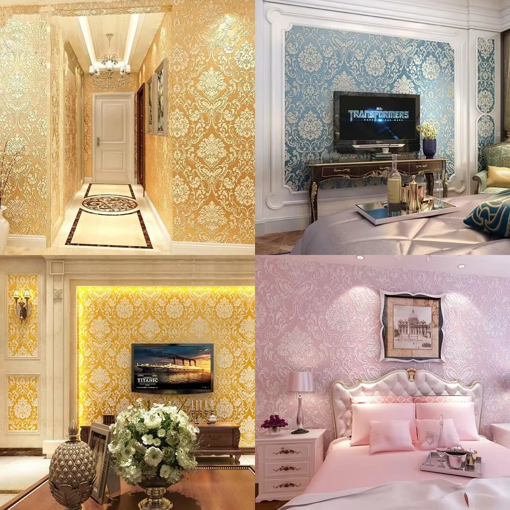3D Wall Paper Royal Flower Damask Bedroom Vintage Background Non-woven Wallpaper for Living Room Home Decor Papel De Parede