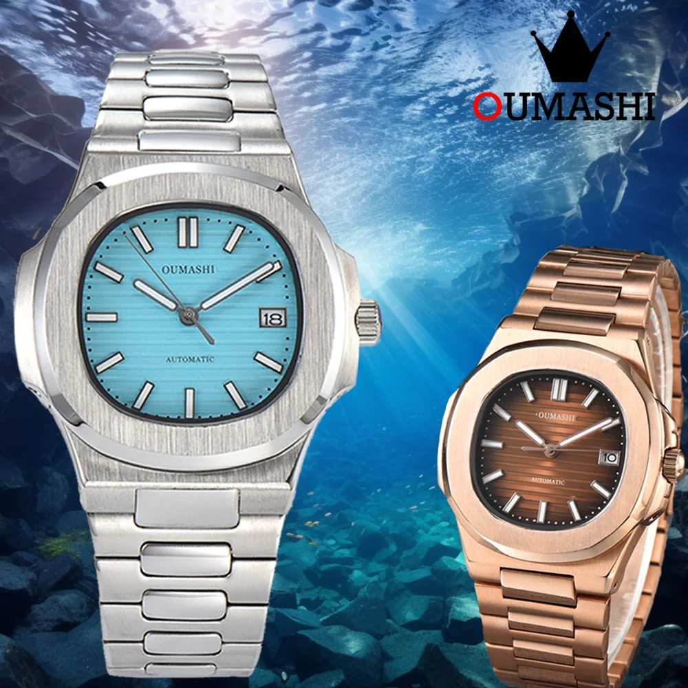 

Men‘s sports waterproof watch Stainless steel Sapphire glass NH35 watch Green Luminous Horizontal stripes Simplicity style