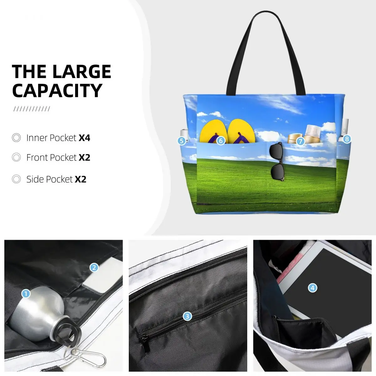 ويندوز XP خلفية الشاطئ حمل حقيبة رياضة رياضة اليوغا واق من المطر كبير حمل حقيبة المرأة حقيبة سفر حقيبة اللياقة البدنية