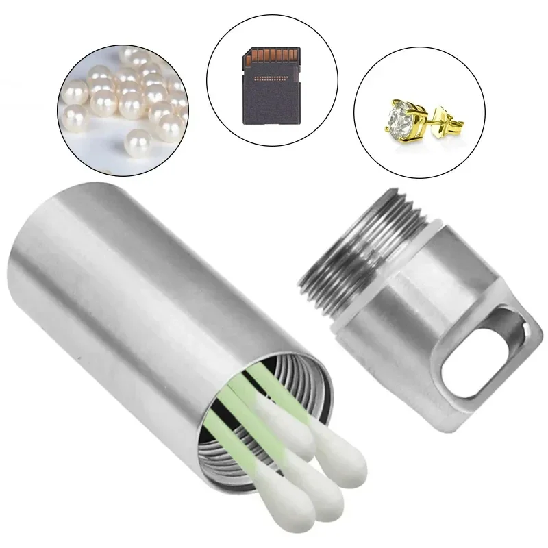 304 Stainless Steel Waterproof Mini Sealed Can Pill Portable Container Sealed Can Small Tool Parts Storage Bottle With Keychain