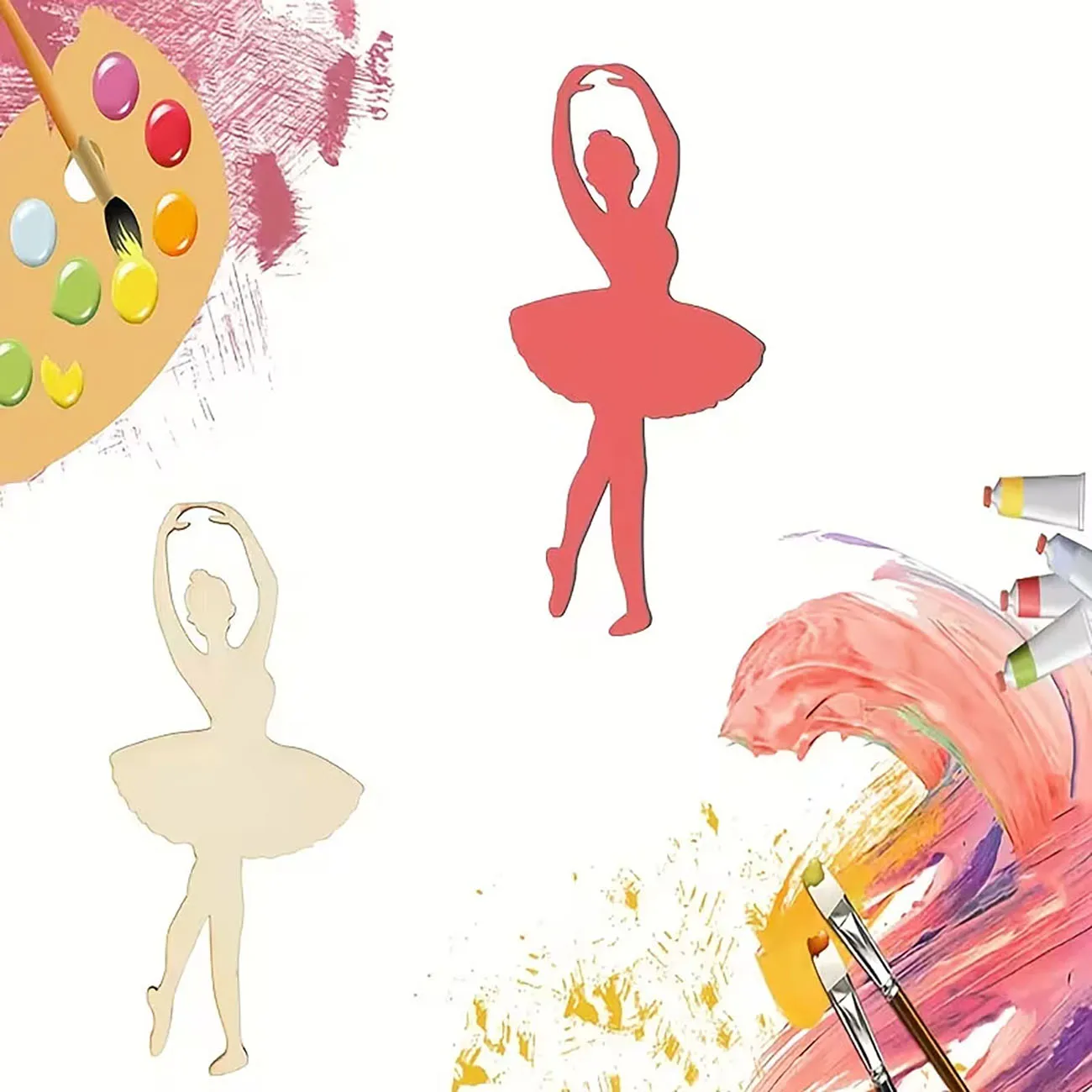 10 Pcs Blank Wooden Ballerina Cutouts Unfinished Wood Shapes for DIY Craft Painting Party Decor