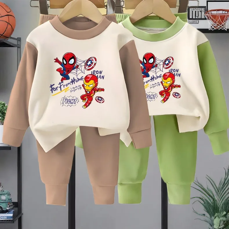 Marvel otoño conjuntos de ropa para niños ropa de dormir para niños niños Anime Spiderman Pijamas conjunto suave Dralon Iron Man Pijamas nuevo