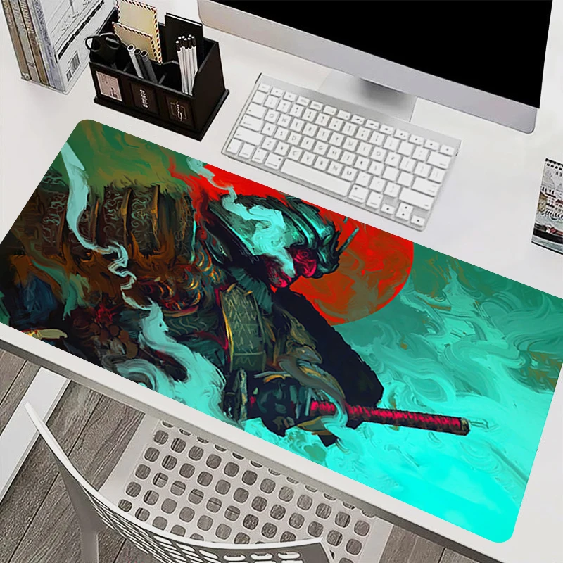Cool Mouse Pads Laptop Computer Gamer Desk Mat Large E-sports Gaming Mousepad Rubber Keyboard Pad Japanese Samurai HD Mausepads
