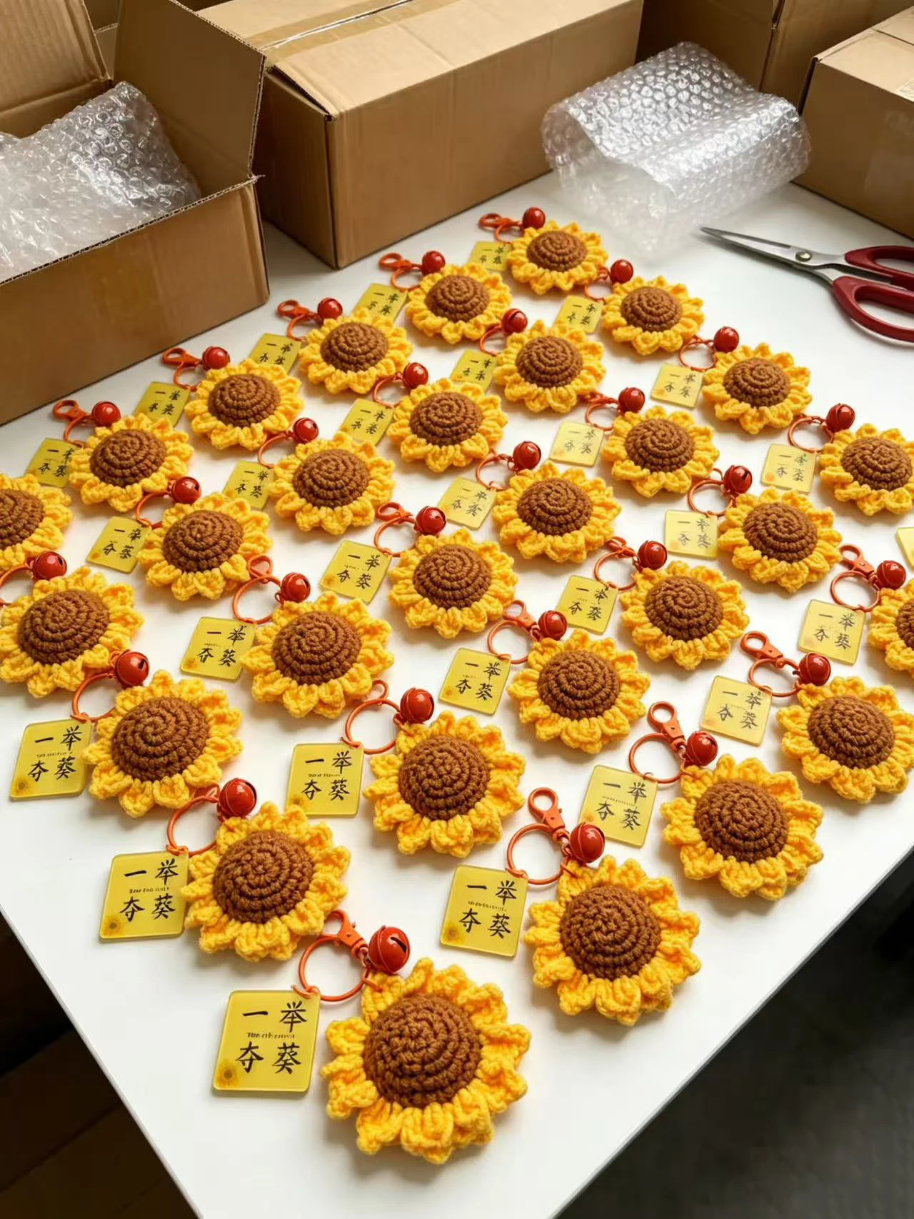 High School Level DIY Crochet Material Kit Sunflower Keychain Hook Needle Wool Yarn Handmade Craft Gift for Teens