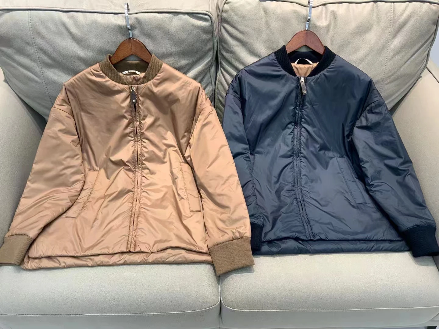 Fenggejiwo baseball jacketFLIGHT JACKET camel velvet silk jacket stand collar loose fit cotton jacket