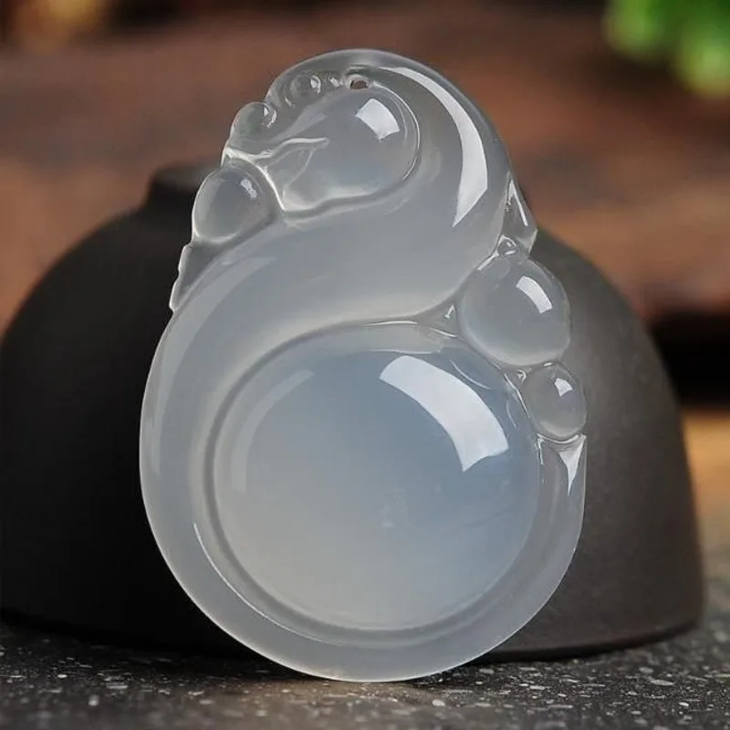 

Подвеска Ruyi из натурального ледяного белого халцедона для мужчин и женщин, подвеска для пар