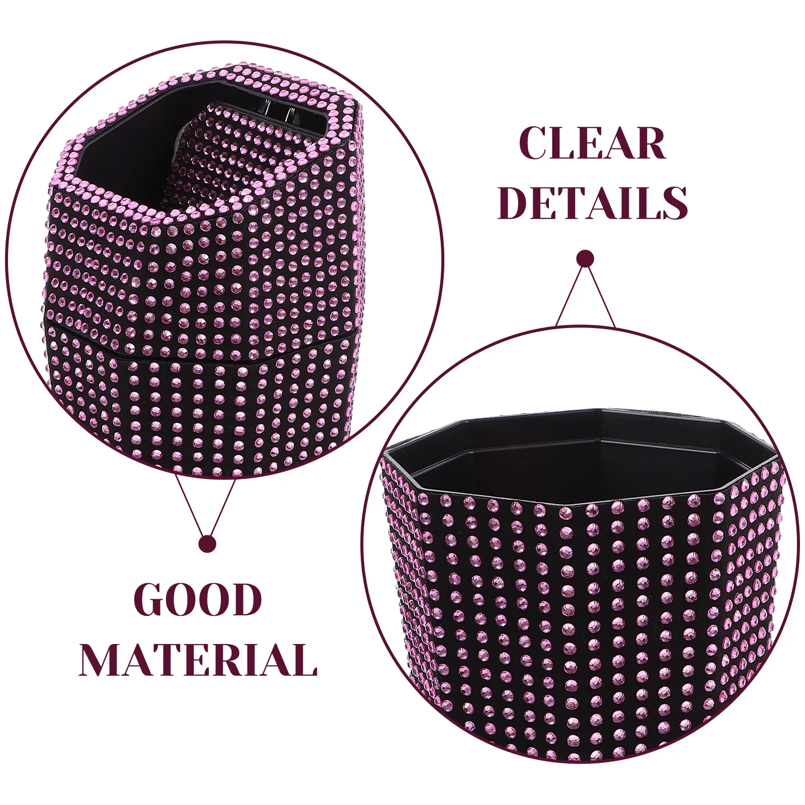 

Bling Car Trash Can Cup Holder Small Portable Garbage Bin for Women Truck Accessories Travel Cup Holder Storage ganizer