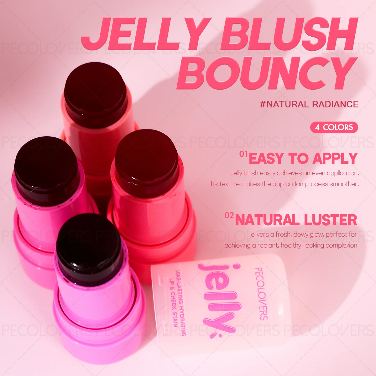 1 Pcs Pink Jelly Blusher Stick, Lightweight Brighten Concealer Blusher, Multiple-used for Eyes Cheek Lips, Perfect Gifts