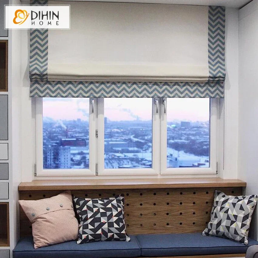 

Motorized Customized Roman Shades Roman Blinds Blackout / Light Filter Styles Window Curtain