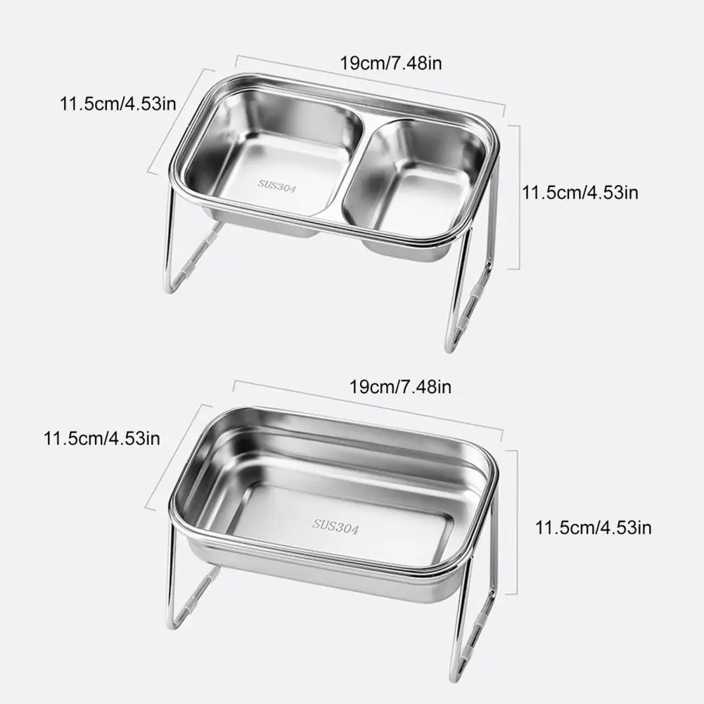 مجموعة وعاء مياه طعام الحيوانات الأليفة من الفولاذ المقاوم للصدأ أوعية الحيوانات الأليفة المرتفعة مع حامل مانع للانزلاق للكلاب والقطط وأطباق الطعام المائية #6