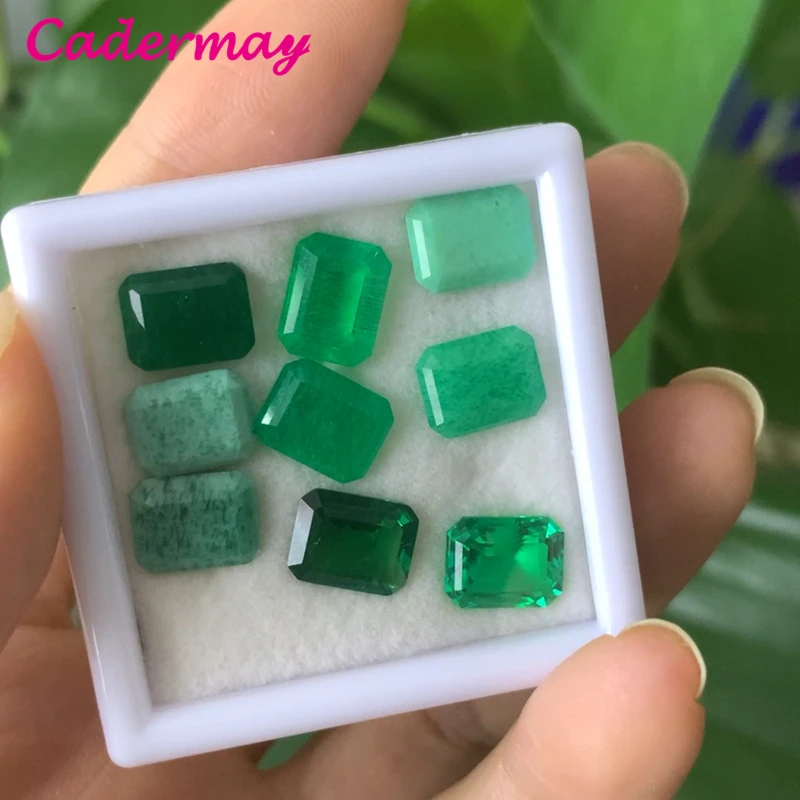 CADERMAY Lab Grown Hydrothermal Emerald With Inclusions Gemstone Emerald  Shape AGL Certificate For Jewelry Making DIY