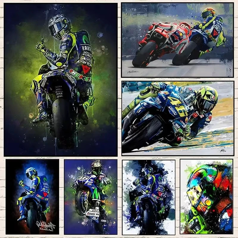 1000PCS Jigsaw Puzzle Valentino Rossi Motorcycle Racer Watercolor Art For Adults Great Family Fun Relaxing Brain Teaser Gift