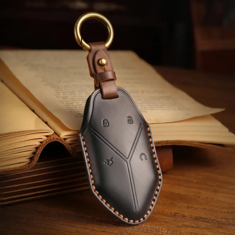 for Equation Leopard 7 5 3 Titanium Key Cover Purely Handmade Genuine Cowhide Leather Case 2025