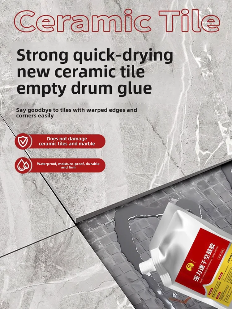 

Ceramic tile hollowing adhesive, quick drying adhesive, tile warping repair, injection filling, ceramic tile backing adhesive