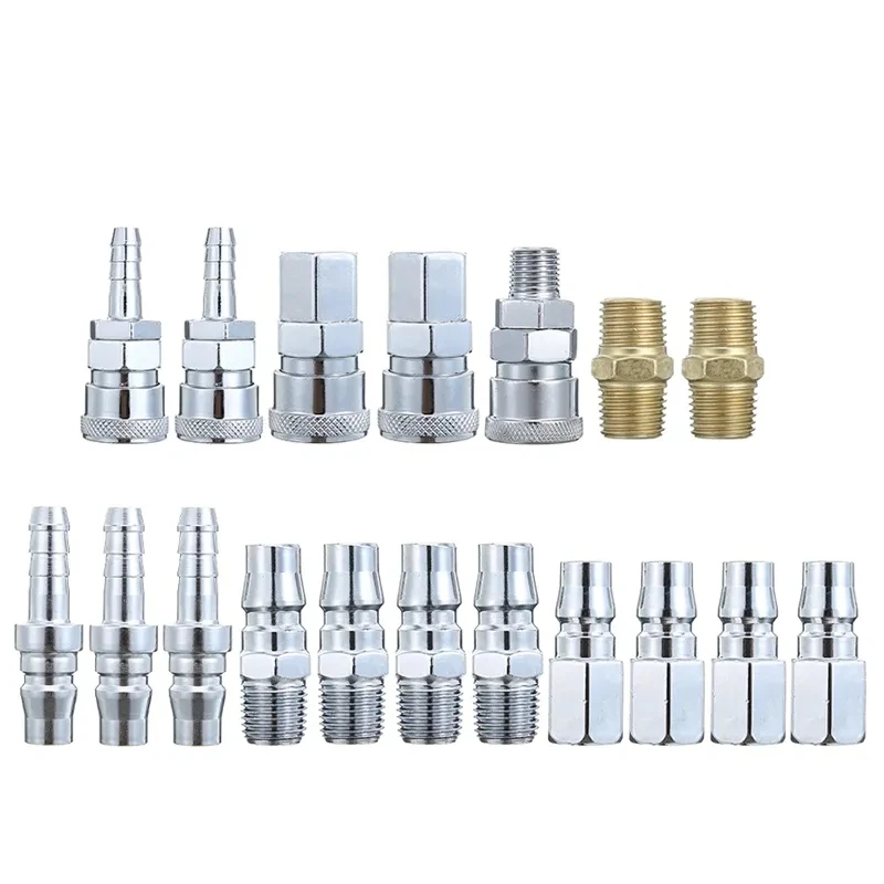 18pcs Pneumatic Fitting BSP Air Line Hose Compressor Fitting Connector Coupler Quick Release Pneumatic Parts for Air Accessories